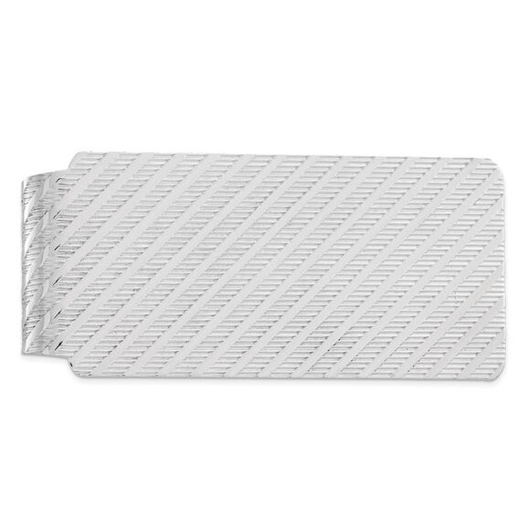 Rhodium Plated Sterling Silver Diagonal Striped Money Clip, 27 x 60mm - Picture 1 of 4